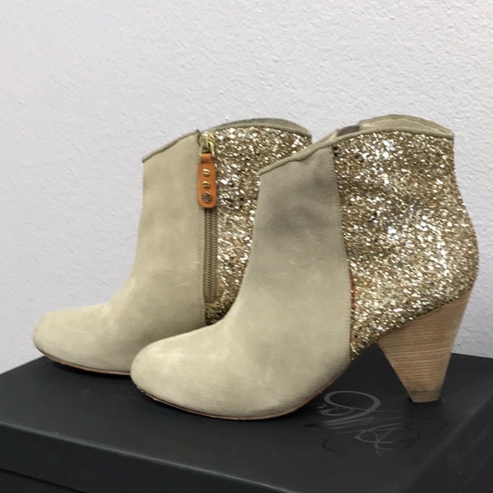 Matt Bernson Gold and Tan Ankle Booties